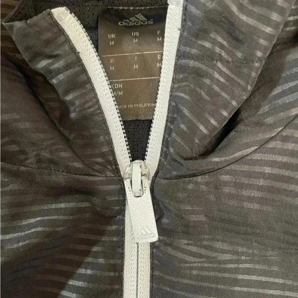 Adidas Striped Zebra Print Lined Windbreaker Jacket in Black Men’s Size Medium - Picture 8 of 13